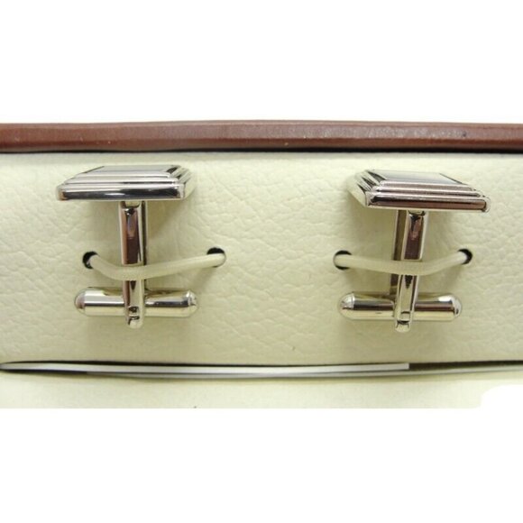 Chaps MOP Silver Tone Cufflinks Wedding Tux - Picture 5 of 16